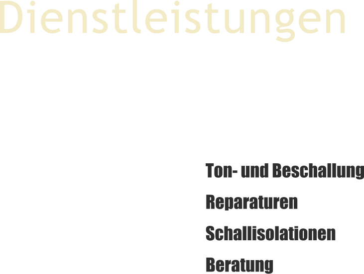 Dienstleistungen Ton- und Beschallung Reparaturen Schallisolationen Beratung